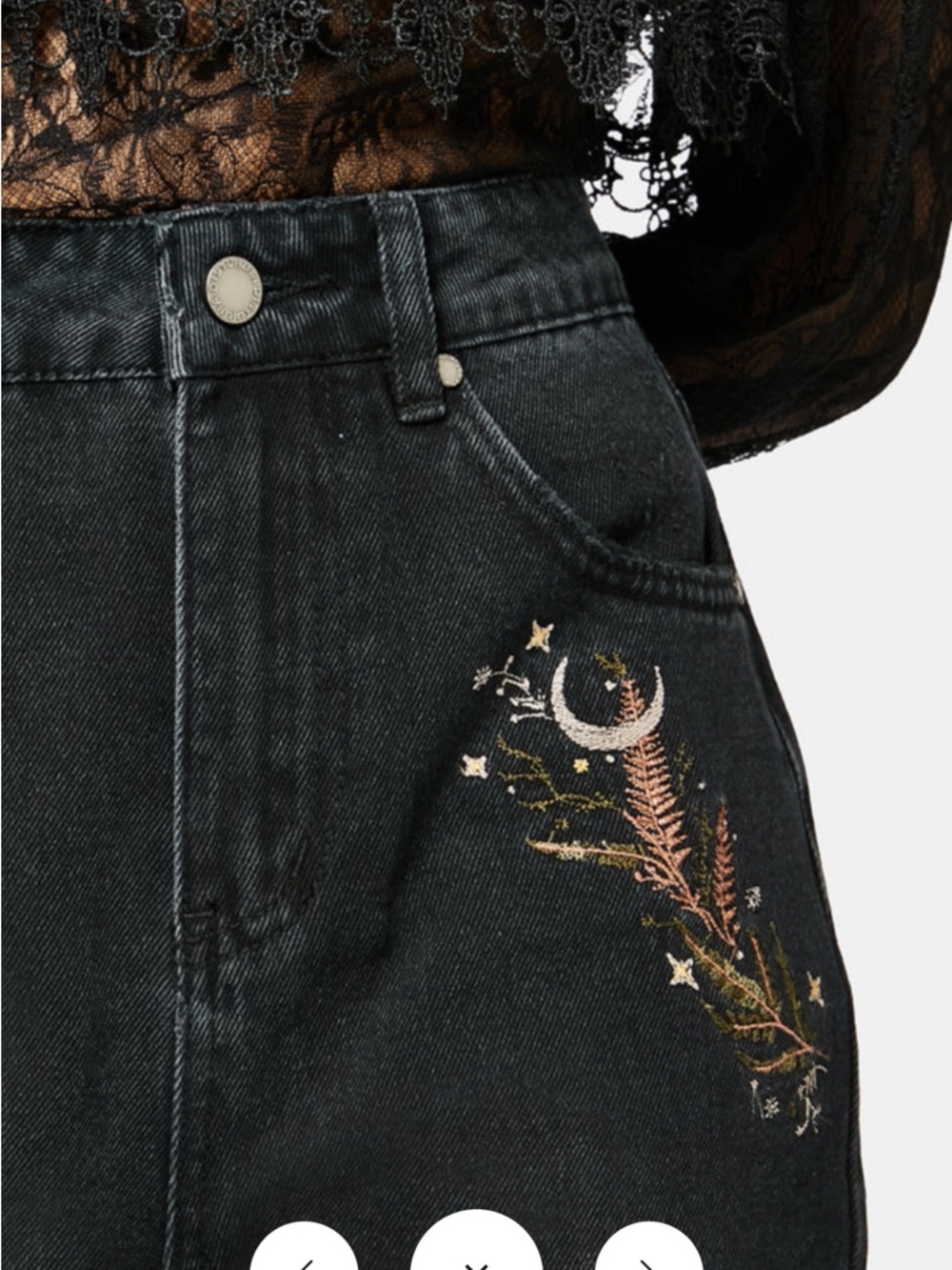 Disturbia Abellona Black Embroidered Mom Jeans - Picture 2 of 6